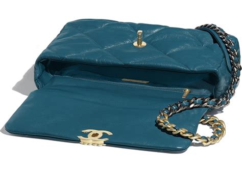 chanel 19 flap bag goatskin gold/ruthenium-tone turquoise in goatskin|chanel 19 waist bag.